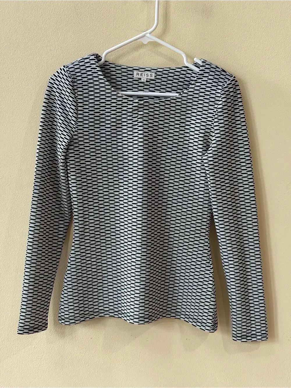 Reiss textured long-sleeve pullover top